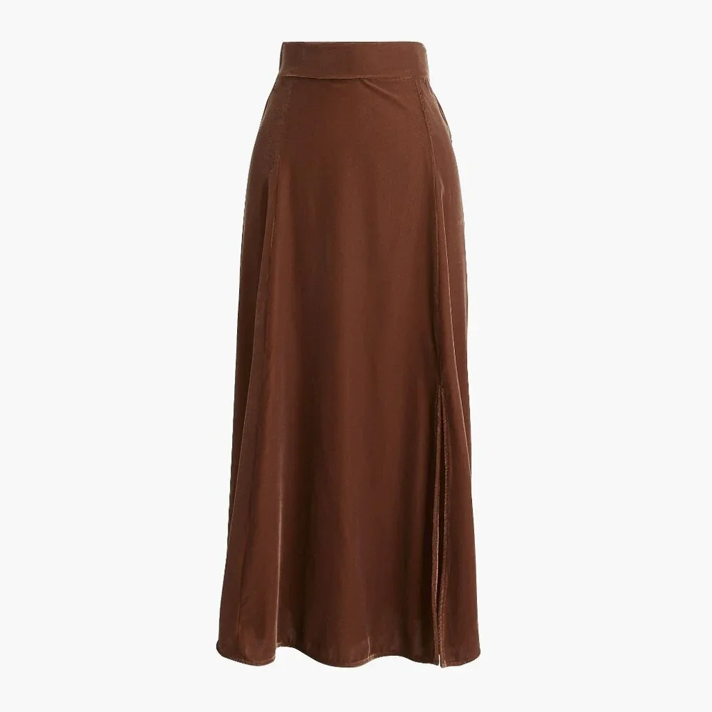 J. Crew Cubeb Berry Velvet Pull-On Midi Skirt/NWT/M - Picture 4 of 14